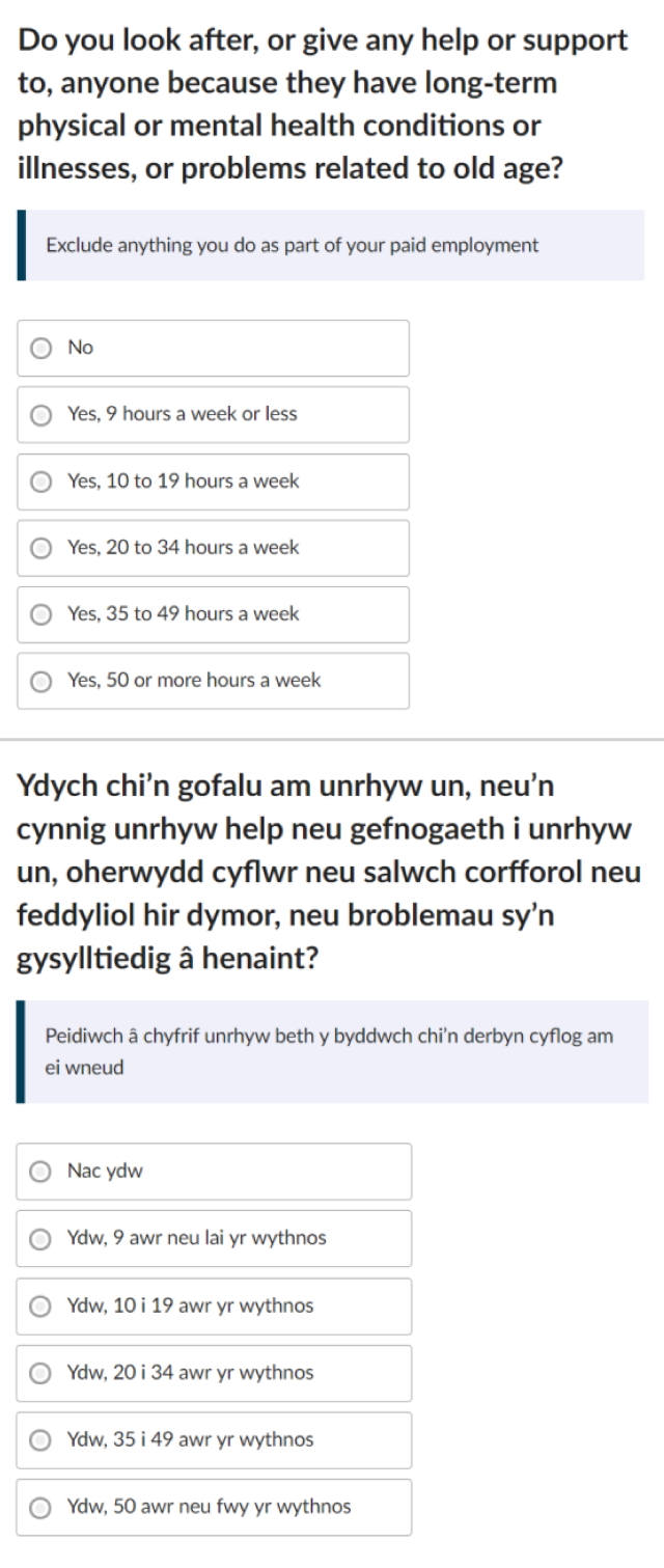 Health and unpaid care question development for Census ...