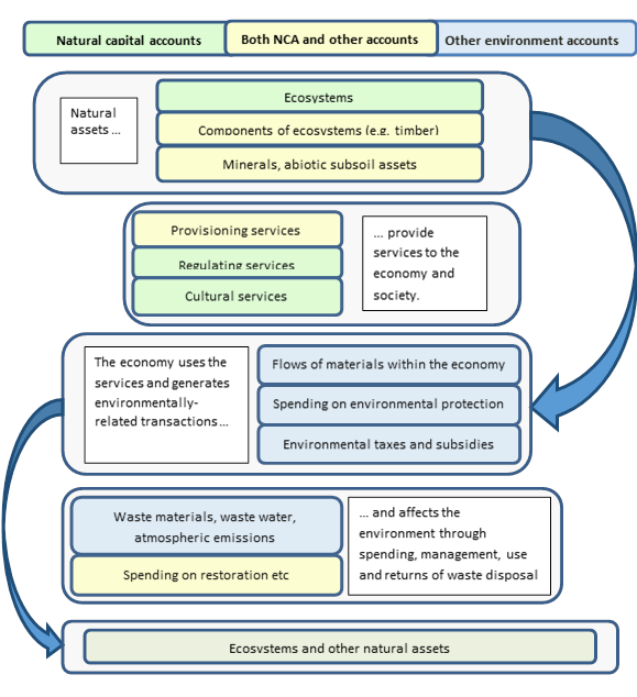 Visualisation of how natural capital accounts relate to more mainstream environmental accounts