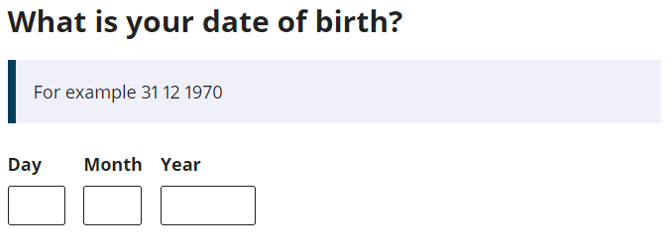 Example of automatic text fill for a personal response: What is your date of birth?