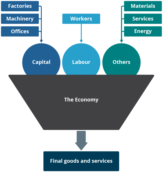 The economy is a system for converting inputs of capital and labour into outputs of goods and services