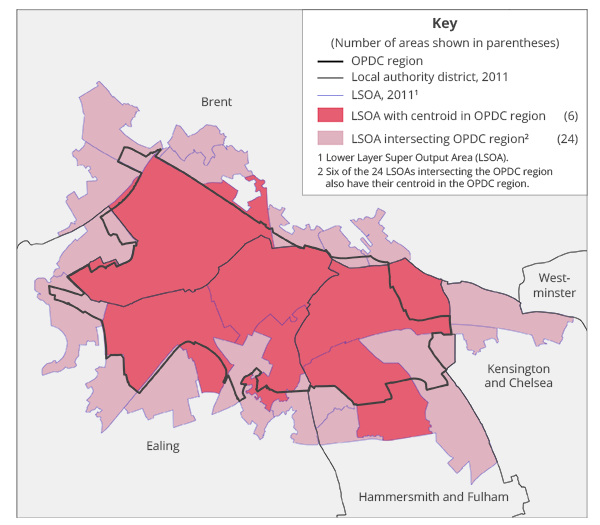 Map showing Old Oak and Park Royal Development Corporation region.