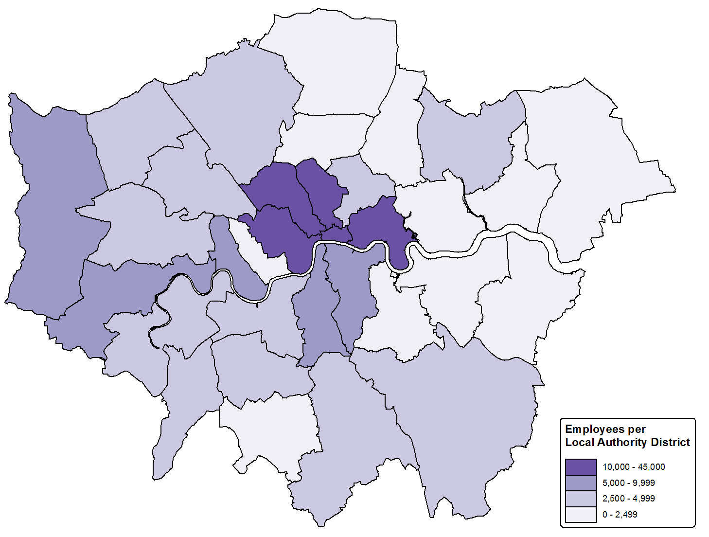 Employees in Information Technology in 2015 were concentrated in inner London, especially in The City, Tower Hamlets, Camden, Islington and Westminster, with lower concentrations in western and southern London