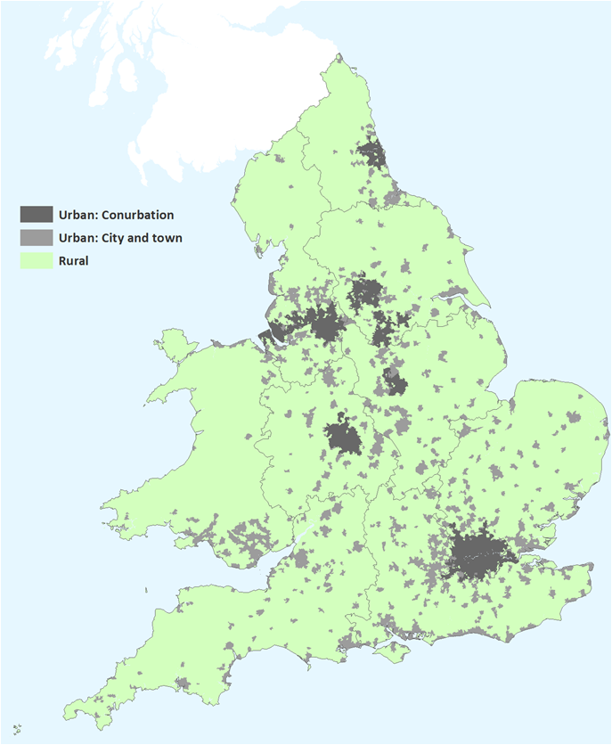 London Rural Map Property sales in Rural and Urban Areas of England and Wales - Office ...