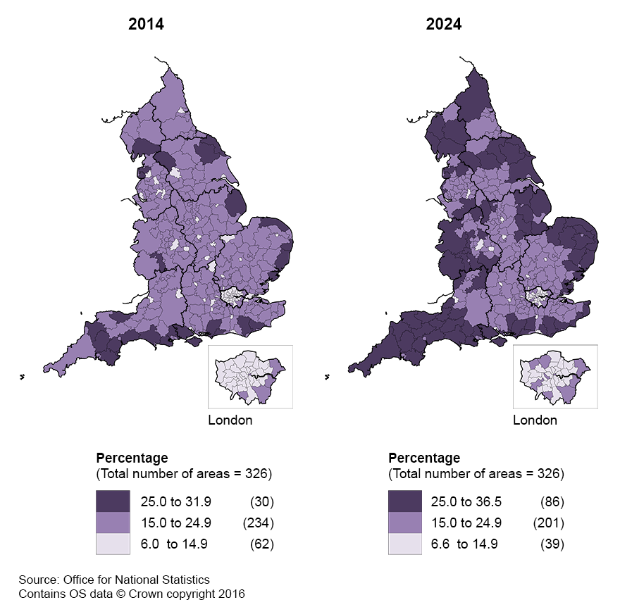 Coastal local authorities are projected to be most affected by the population ageing